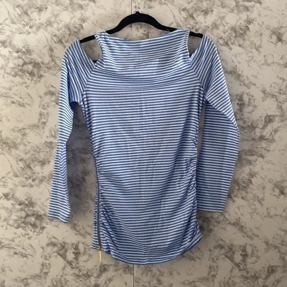 NWOT | Michael Kors | Cold Shoulder | Blue & White Stripe | Long Sleeve Top | S… - Picture 5 of 14